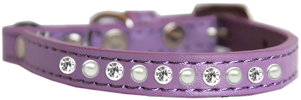 Pearl and Clear Jewel Cat safety collar Lavender Size 10